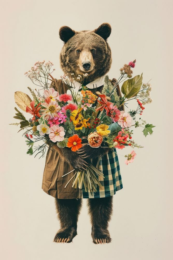 A bear flower art wildlife.