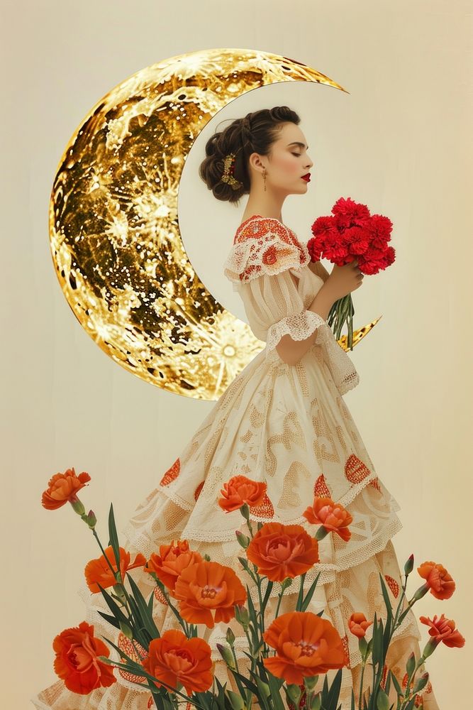 A celestial moon dress woman photography.