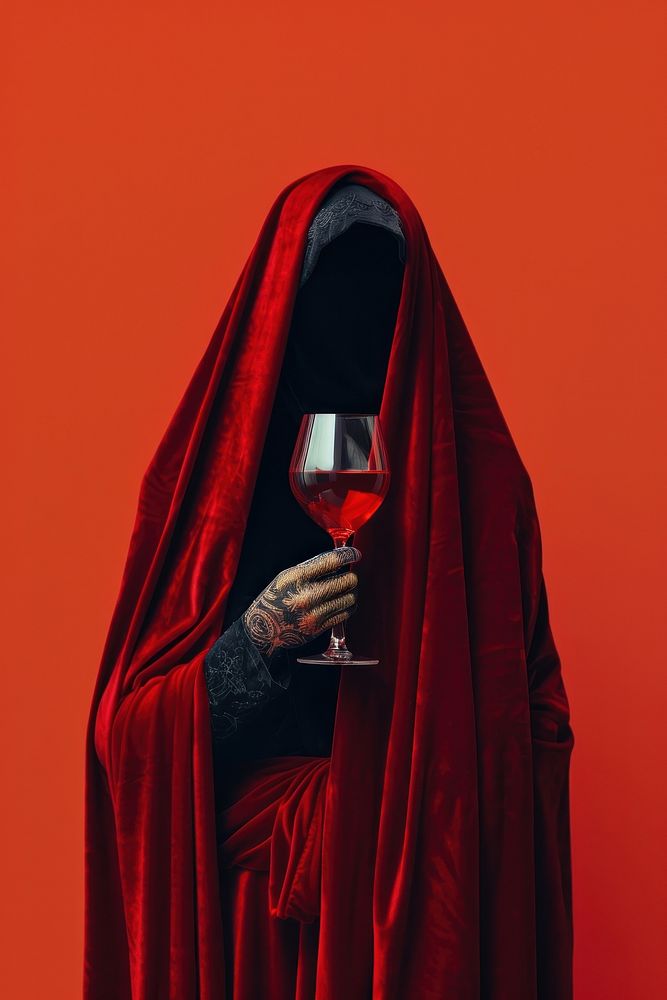 A wine glass woman clothing blanket.