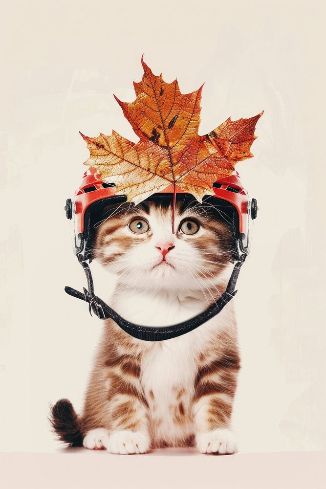 Cat helmet leaf cat.