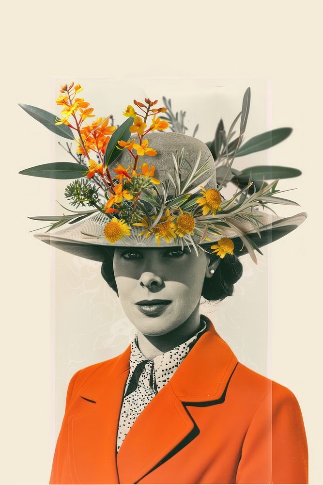 An Australian woman flower hat art.