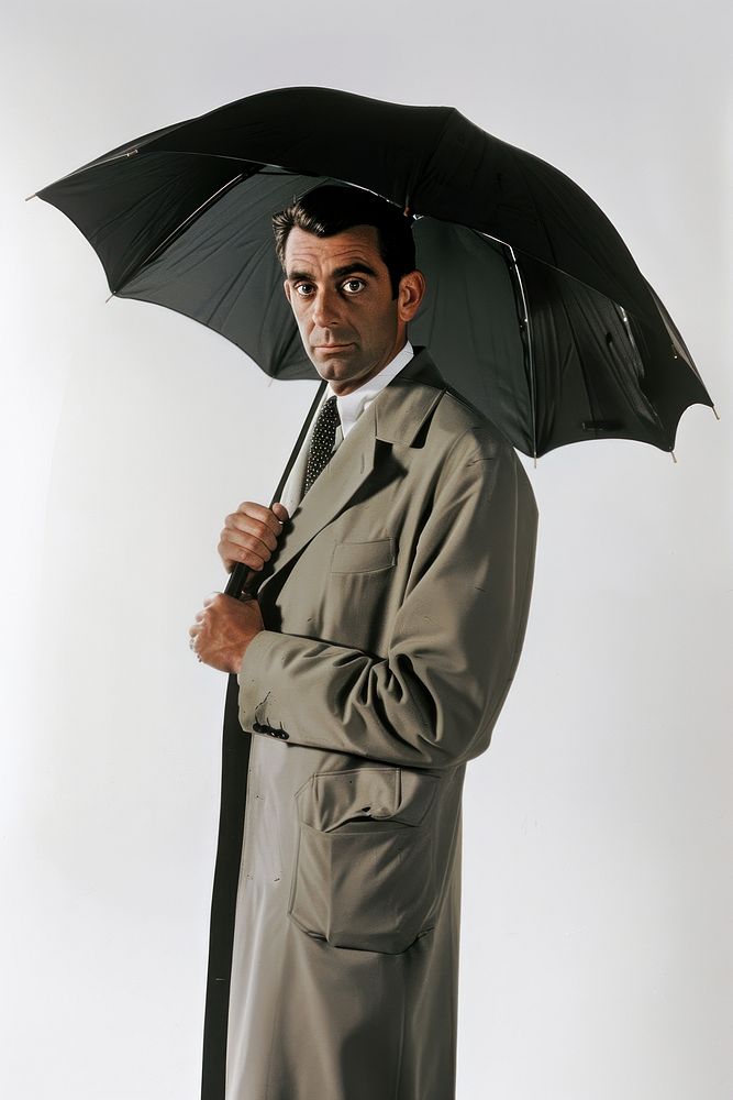 A sleek black umbrella photo face man.