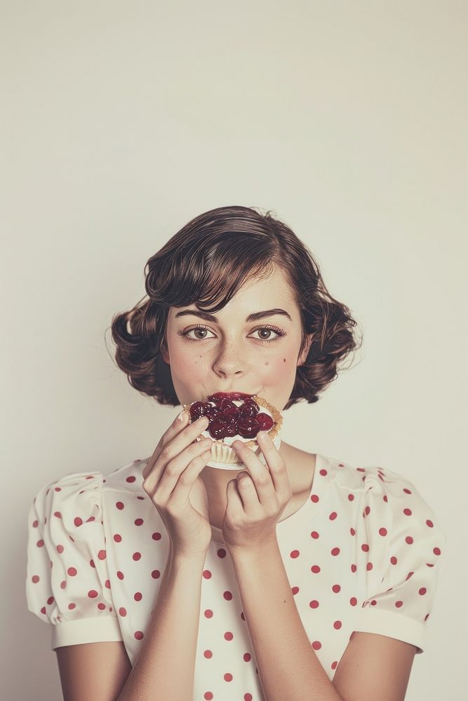 A cherry tart woman person female.