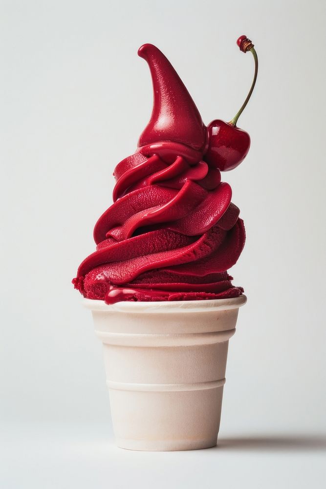 Cherry gelato dessert ketchup cream.