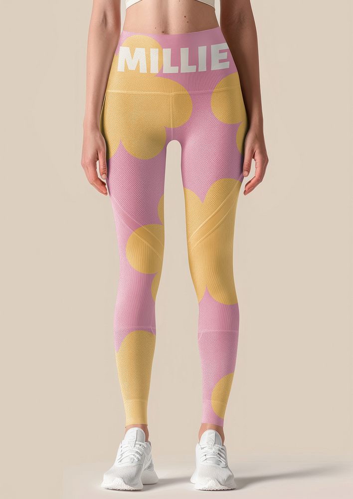 Women's pink sport leggings mockup psd