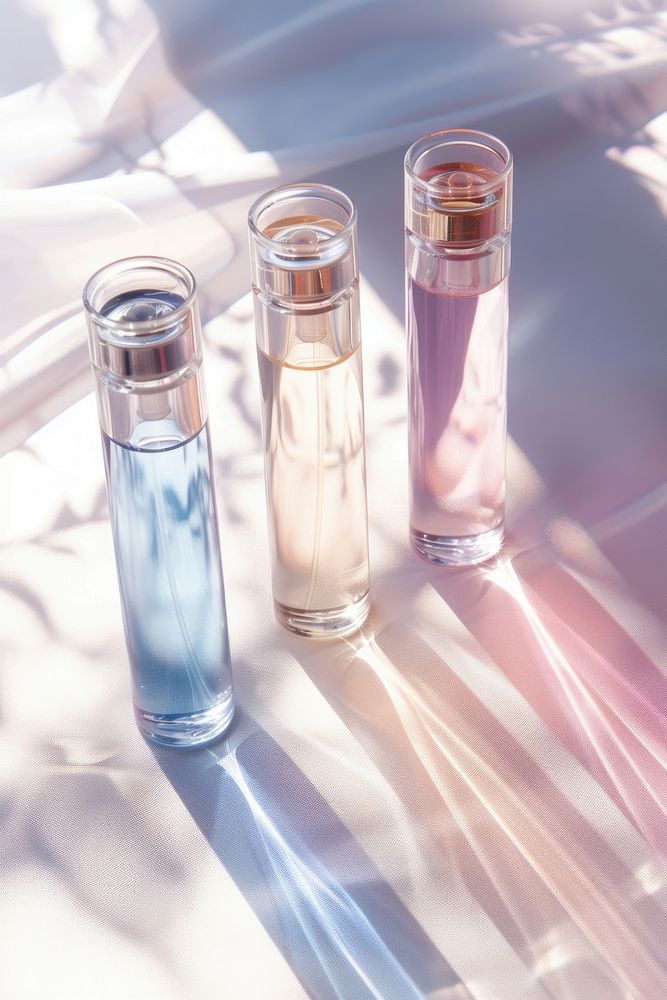 3 pastel liquid transparent perfume tubes set cosmetics bottle shaker.