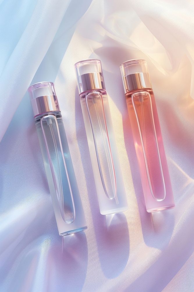 3 pastel liquid transparent perfume tubes set cosmetics bottle.