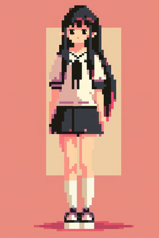 Japanese girl student pixel art clothing apparel.