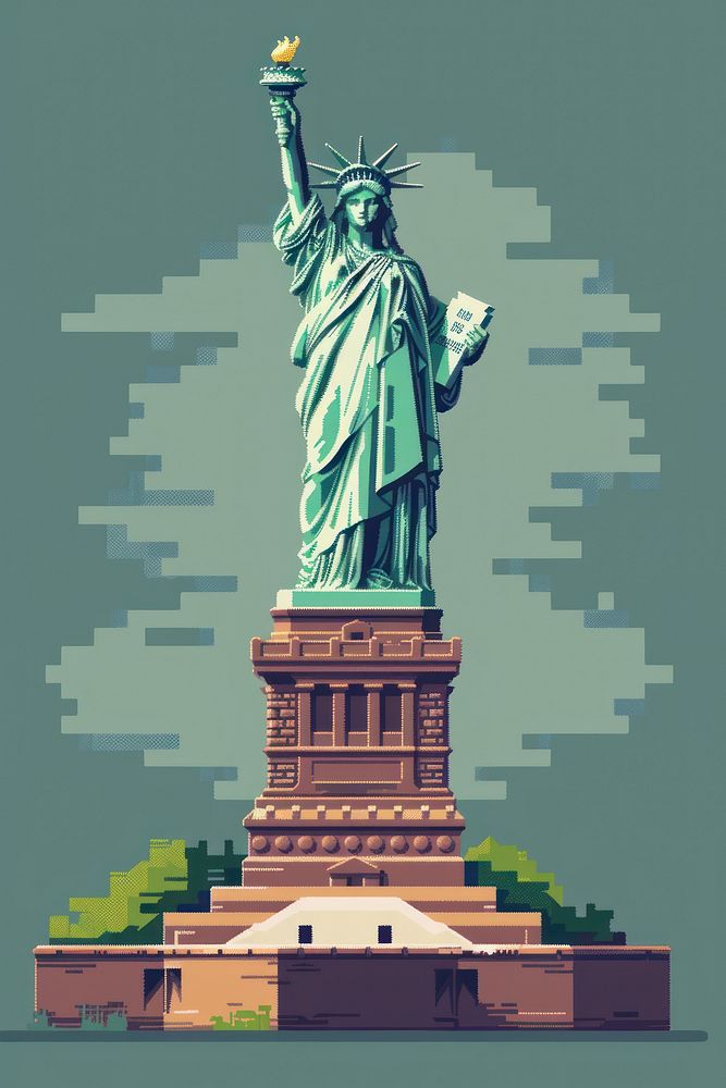 Statue of liberty pixel art sculpture landmark.