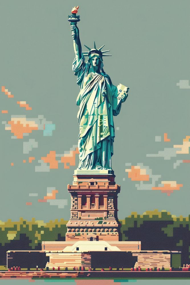 Statue liberty pixel art sculpture | Free Photo Illustration - rawpixel