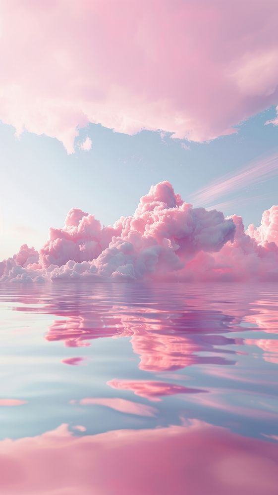 3d illustration of pink cloud outdoors scenery cumulus.