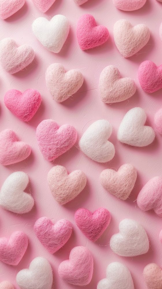 Wallpaper of felt heart pattern confectionery medication sweets.