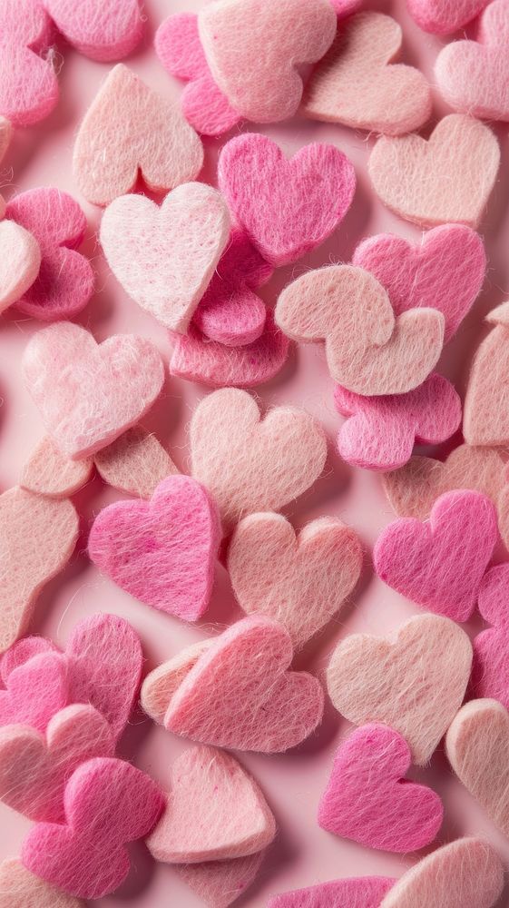 Wallpaper of felt heart pattern confectionery symbol sweets.