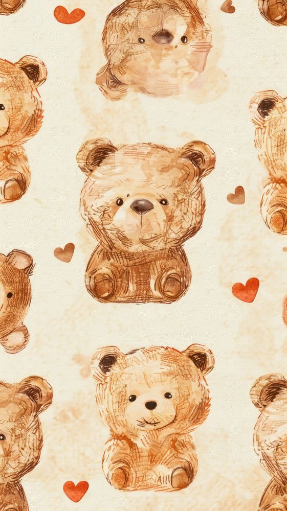 Cute tiny brown teddy bear head wildlife painting.
