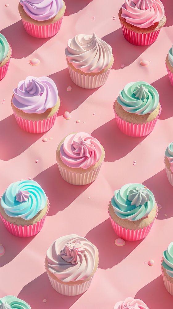 Cupcakes on pastel backgrounds dessert person cream.