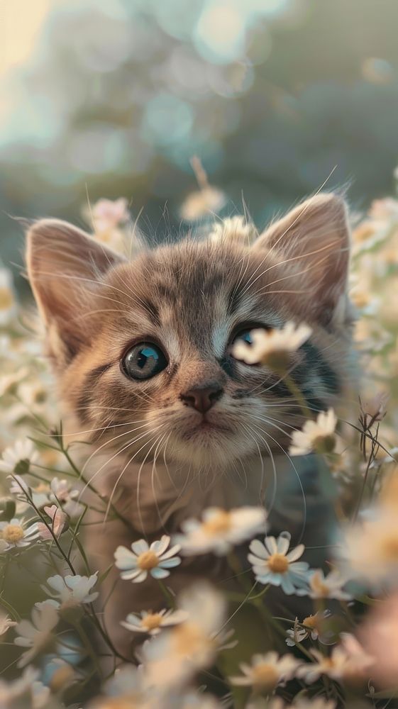 Cutie kitten asteraceae blossom animal.