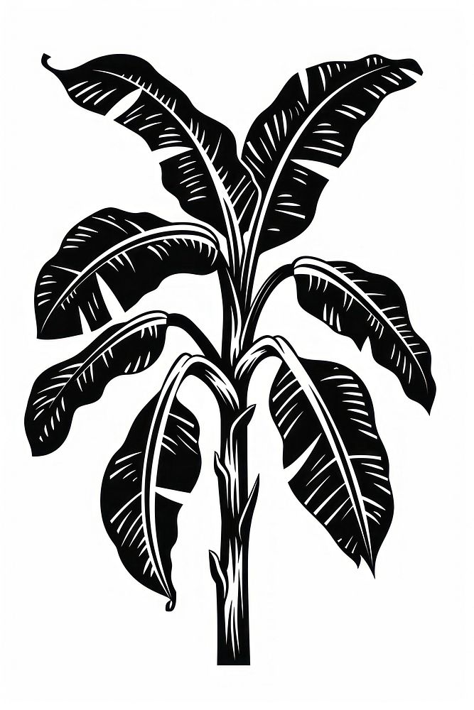 Banana tree stencil animal plant.