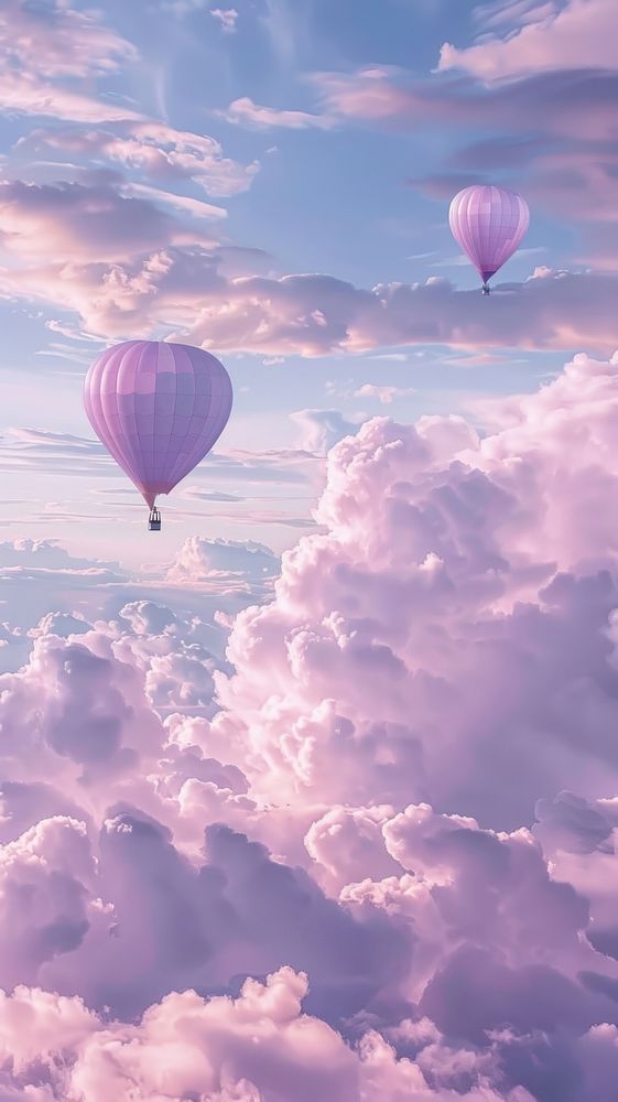 Dreamy hot air balloons in the clouds transportation outdoors aircraft.