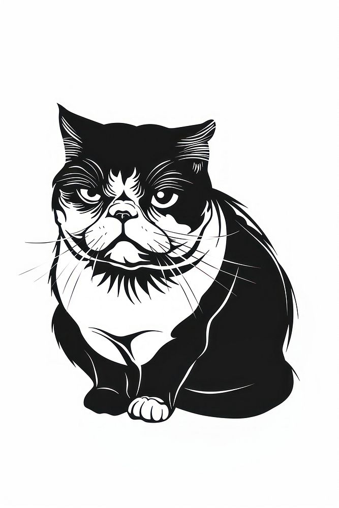 Exotic shorthair cat illustrated publication stencil.