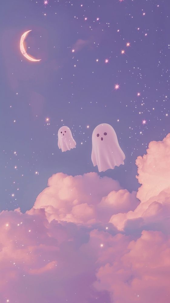 Friendly ghosts floating in the night sky astronomy outdoors nature.