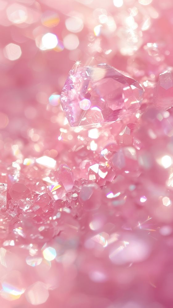 Pink shaped crystal glitter mineral quartz.