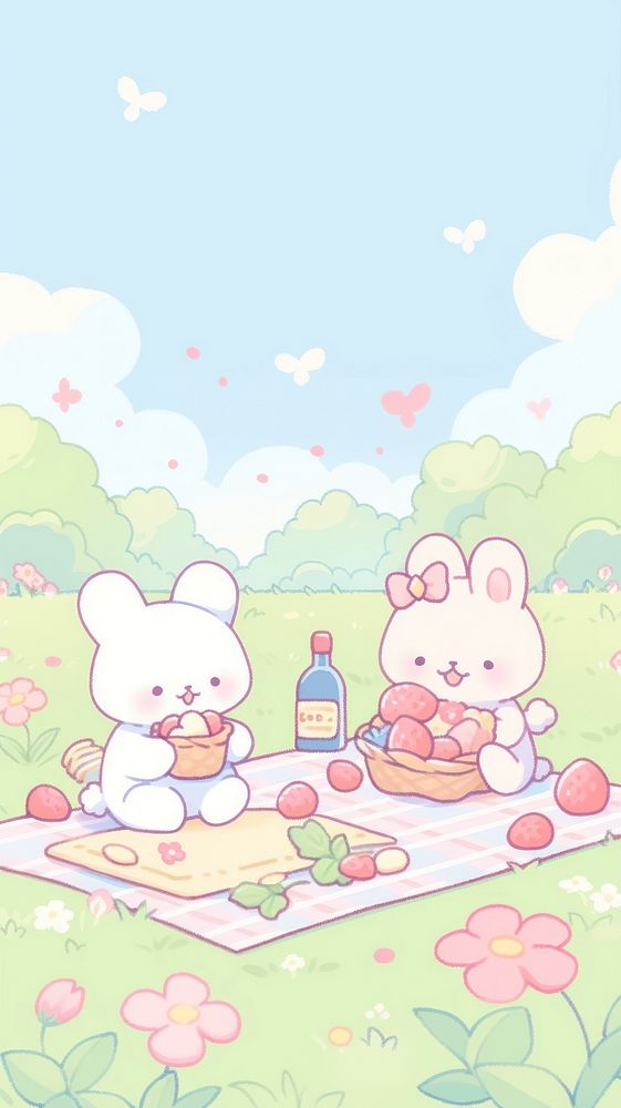 Rabbit and teddy bear picnic cartoon person human.