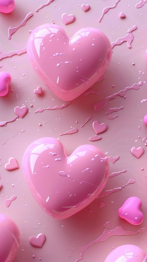 3d hearts pink background balloon symbol love heart symbol.