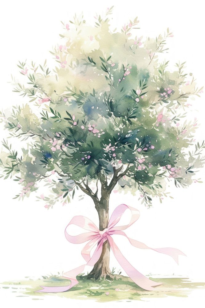 Coquette olive tree art painting graphics.