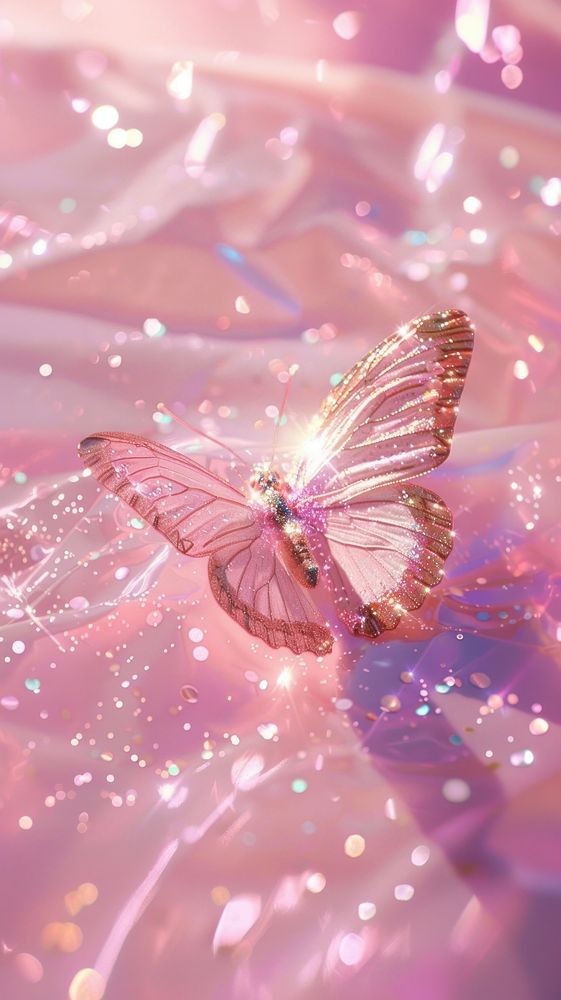 Pink butterfly photo invertebrate blossom glitter.