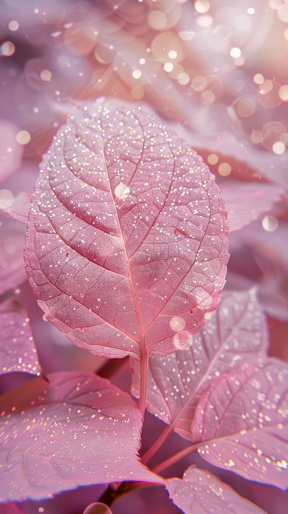 Pink leaves photo outdoors blossom droplet.