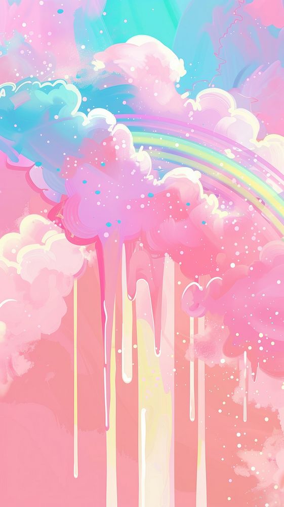 Pink rainbow background graphics painting outdoors.
