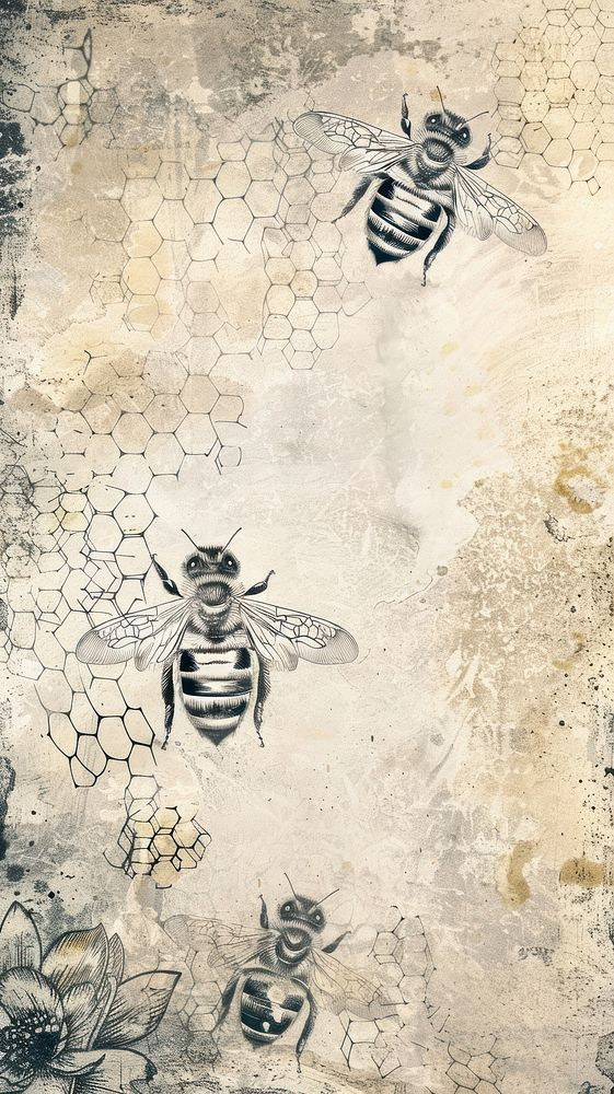 Wallpaper bee comb invertebrate bumblebee andrena.