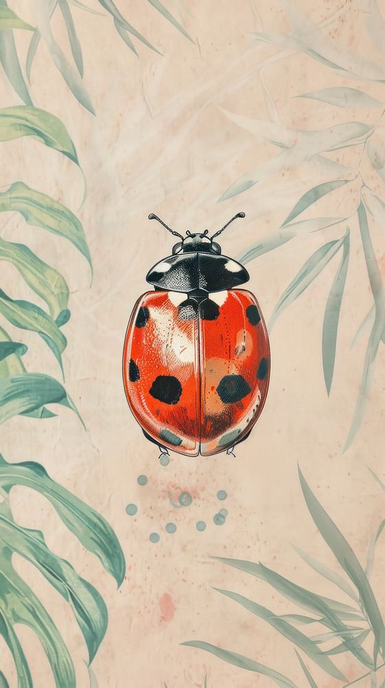 Wallpaper ladybug invertebrate animal insect.