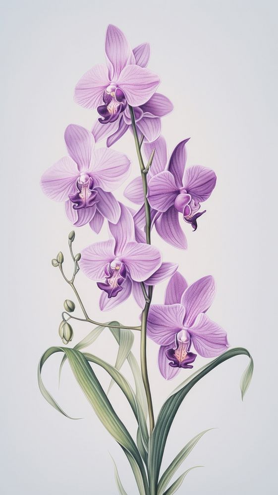 Wallpaper purple orchid blossom flower plant.