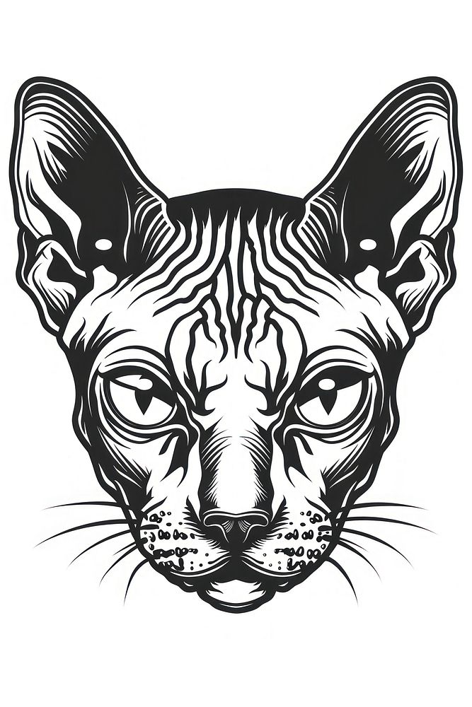 Sphynx cat illustrated wildlife drawing.