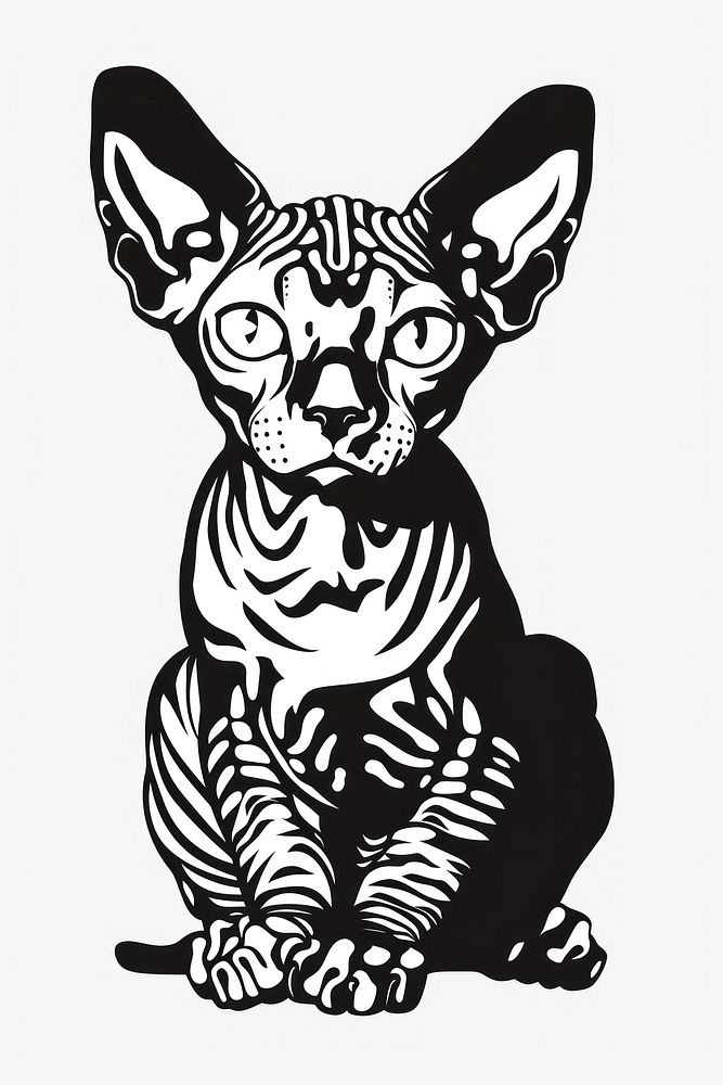 Sphynx cat illustrated wildlife stencil.