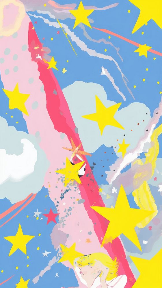 Anime shooting star art painting confetti.