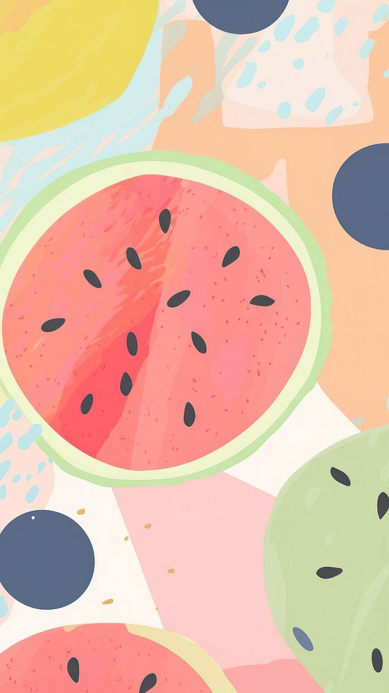 Cute anime summer melon watermelon produce fruit.