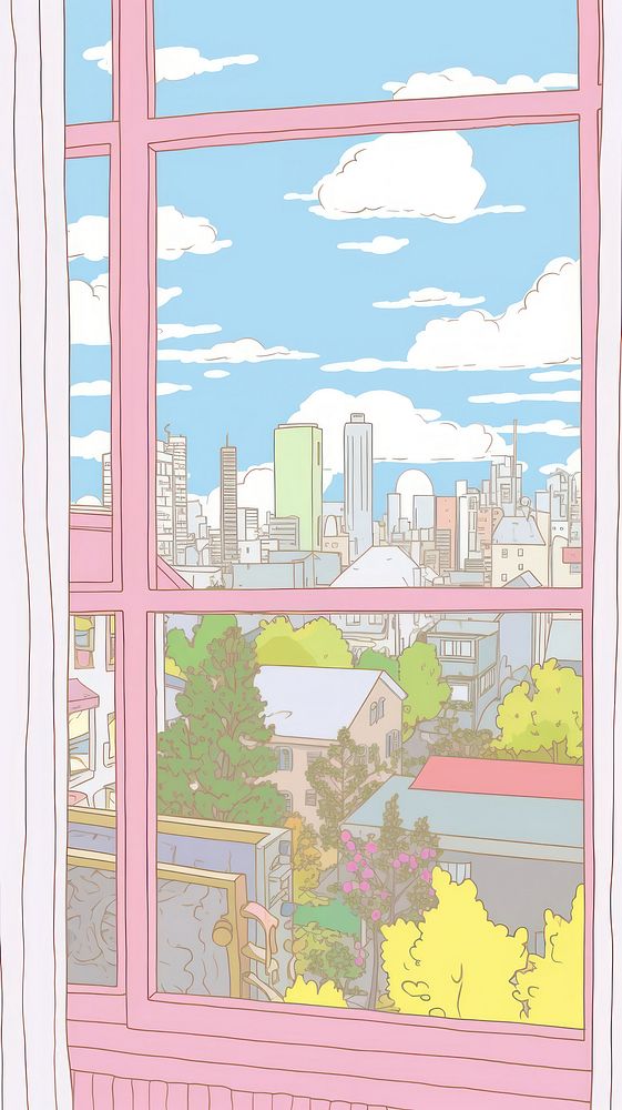Japan anime window view publication comics book.