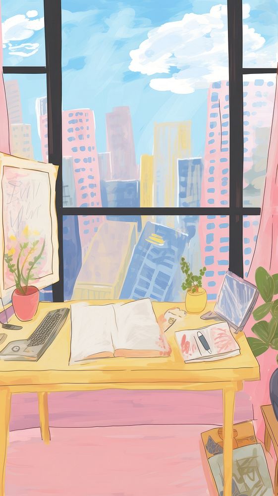 Japan anime desk on window art electronics furniture.