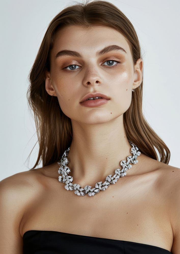 Diamond necklace photography face accessories.