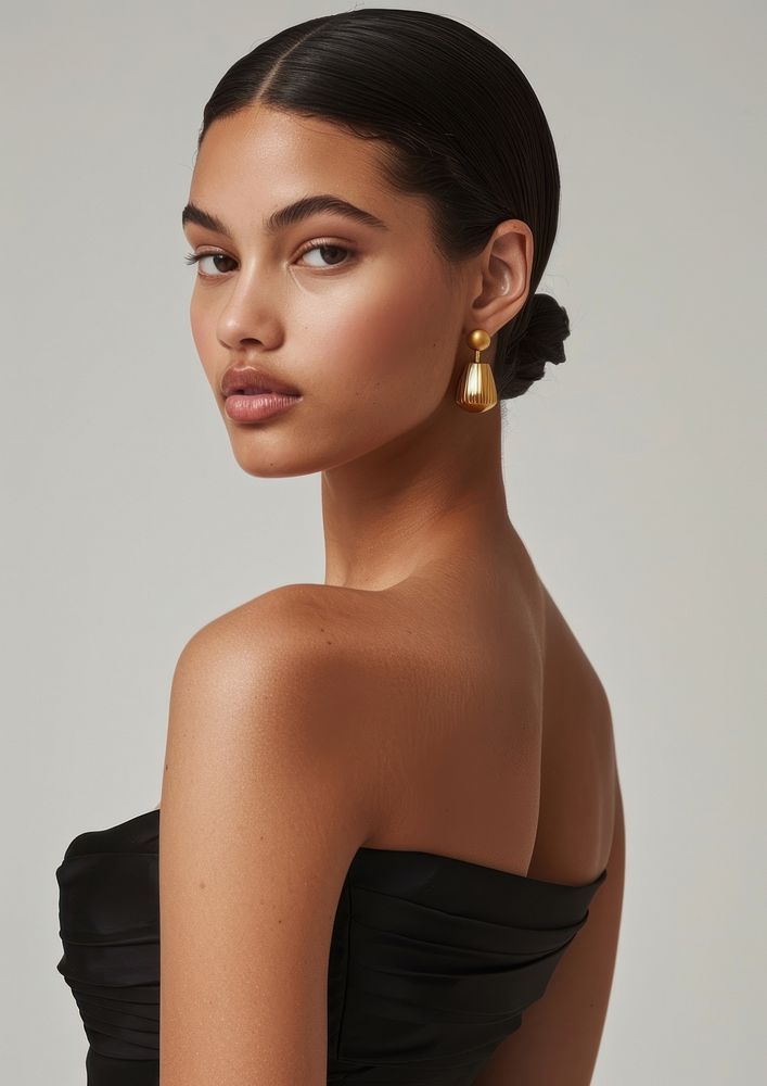 Gold earrings photography woman accessories.