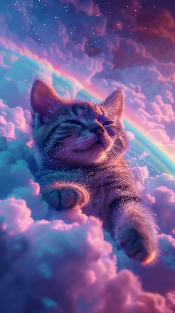 Aesthetic wallpaper sky cat outdoors.