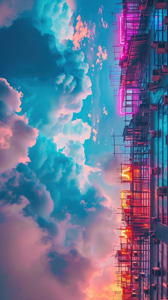 Aesthetic wallpaper city sky architecture.