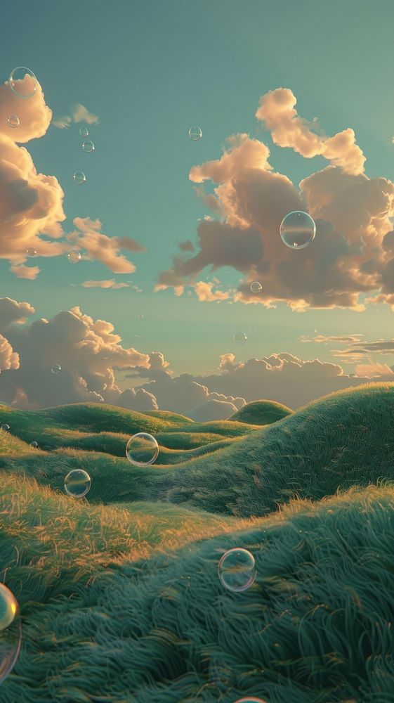 Aesthetic wallpaper cloud grass sky.