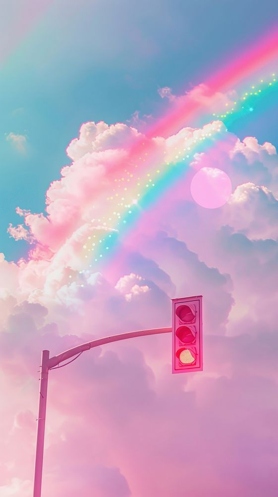Aesthetic wallpaper rainbow light sky.