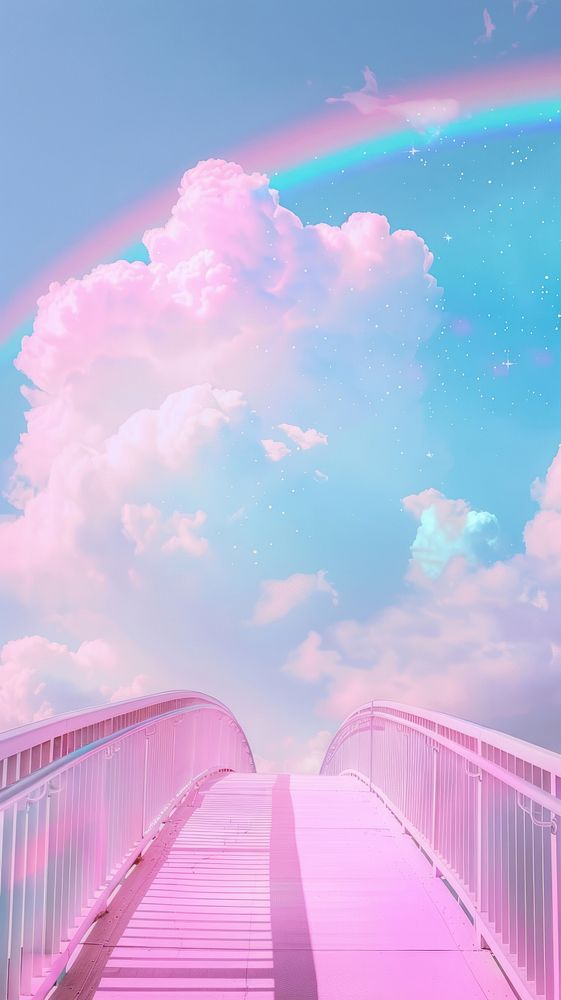 Aesthetic wallpaper bridge cloud arch.