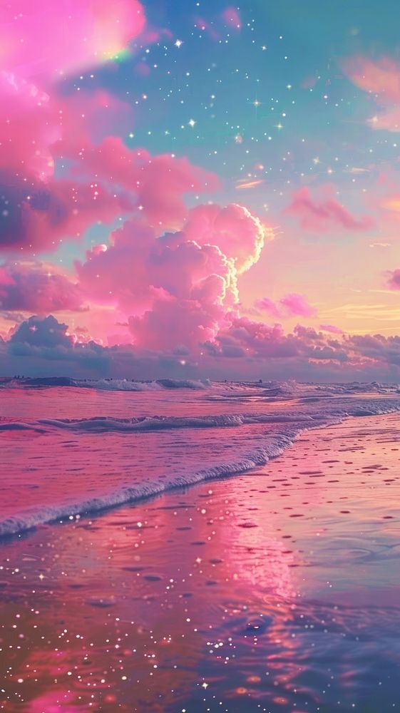 Aesthetic wallpaper beach sky shoreline.