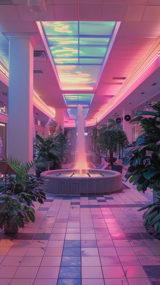 Aesthetic wallpaper fountain indoors plant.