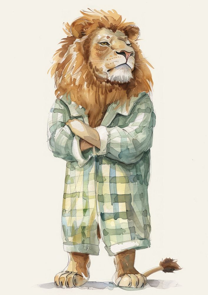 Illustration of Lion watercolor lion art wildlife.